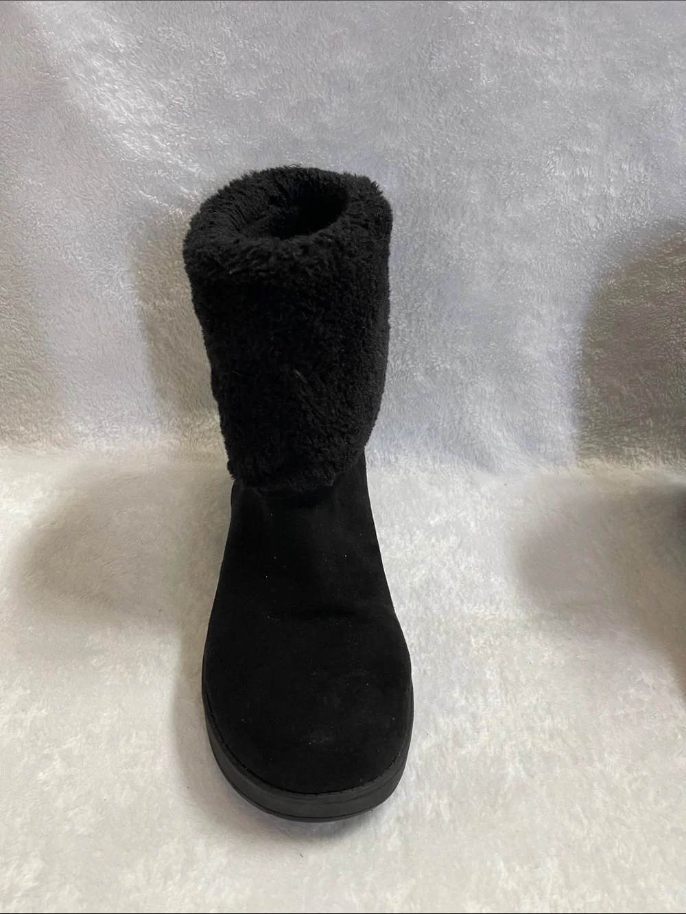GBG Los Angeles Black Fold-Over Faux Fur Winter Boots